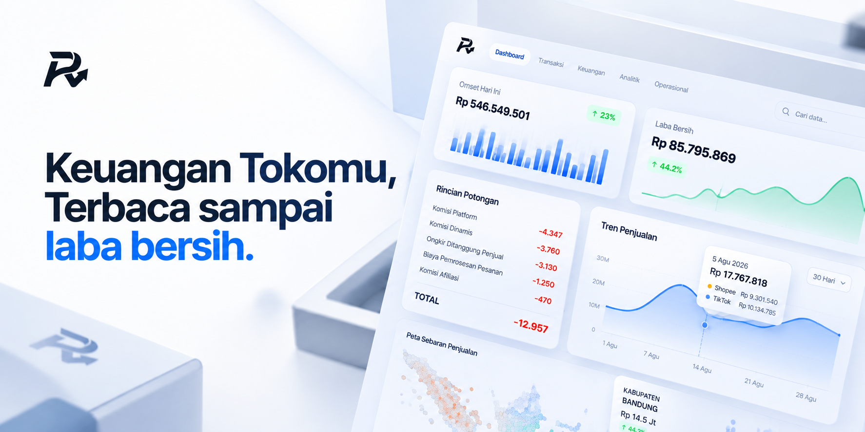 Poster REKAPIN Finance dengan logo resmi dan dashboard aplikasi