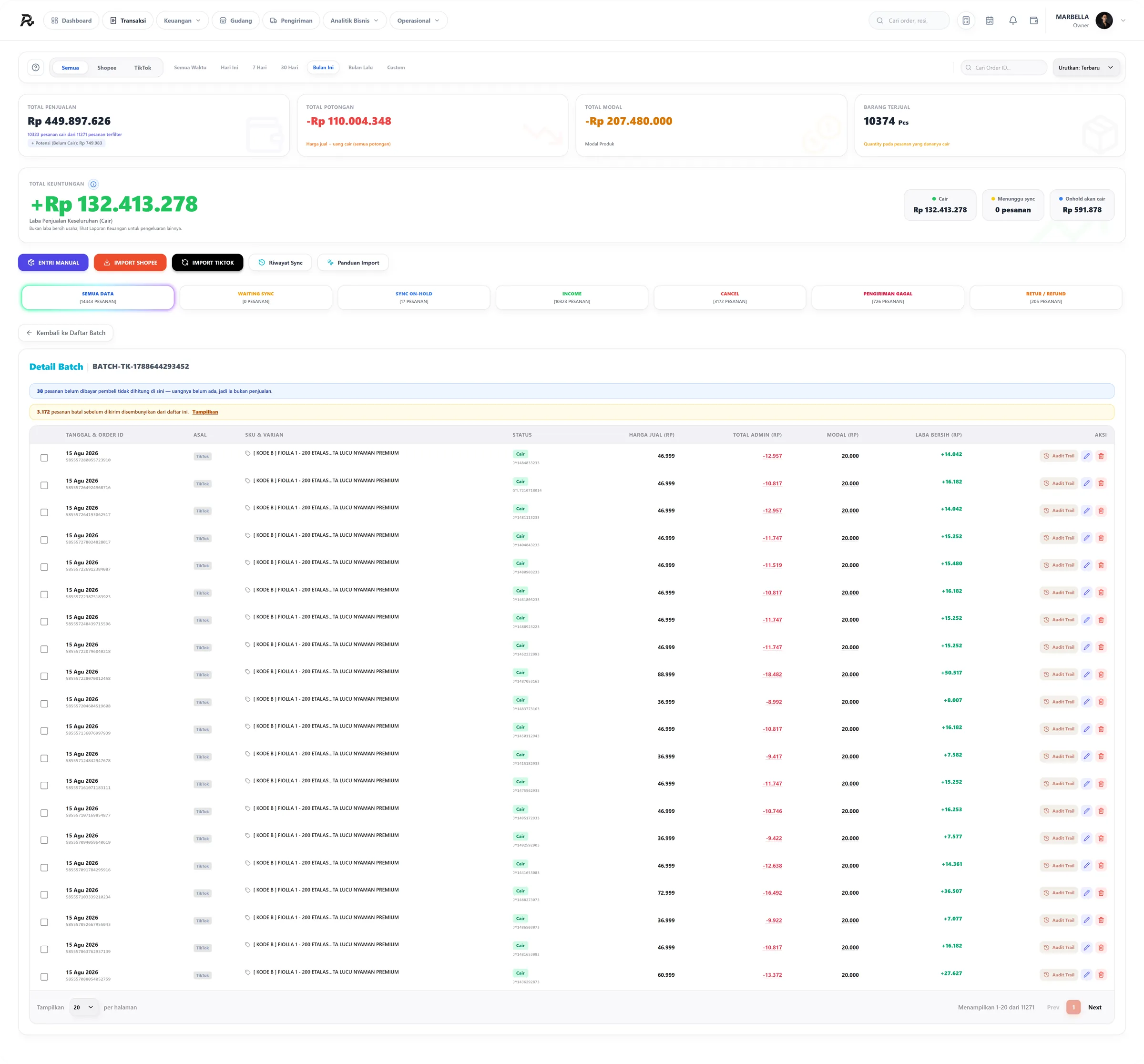 Screenshot asli Detail Transaksi di aplikasi REKAPIN Finance